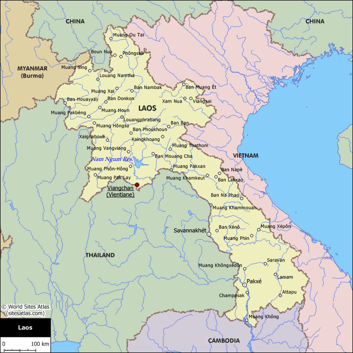 Лаос политическая карта