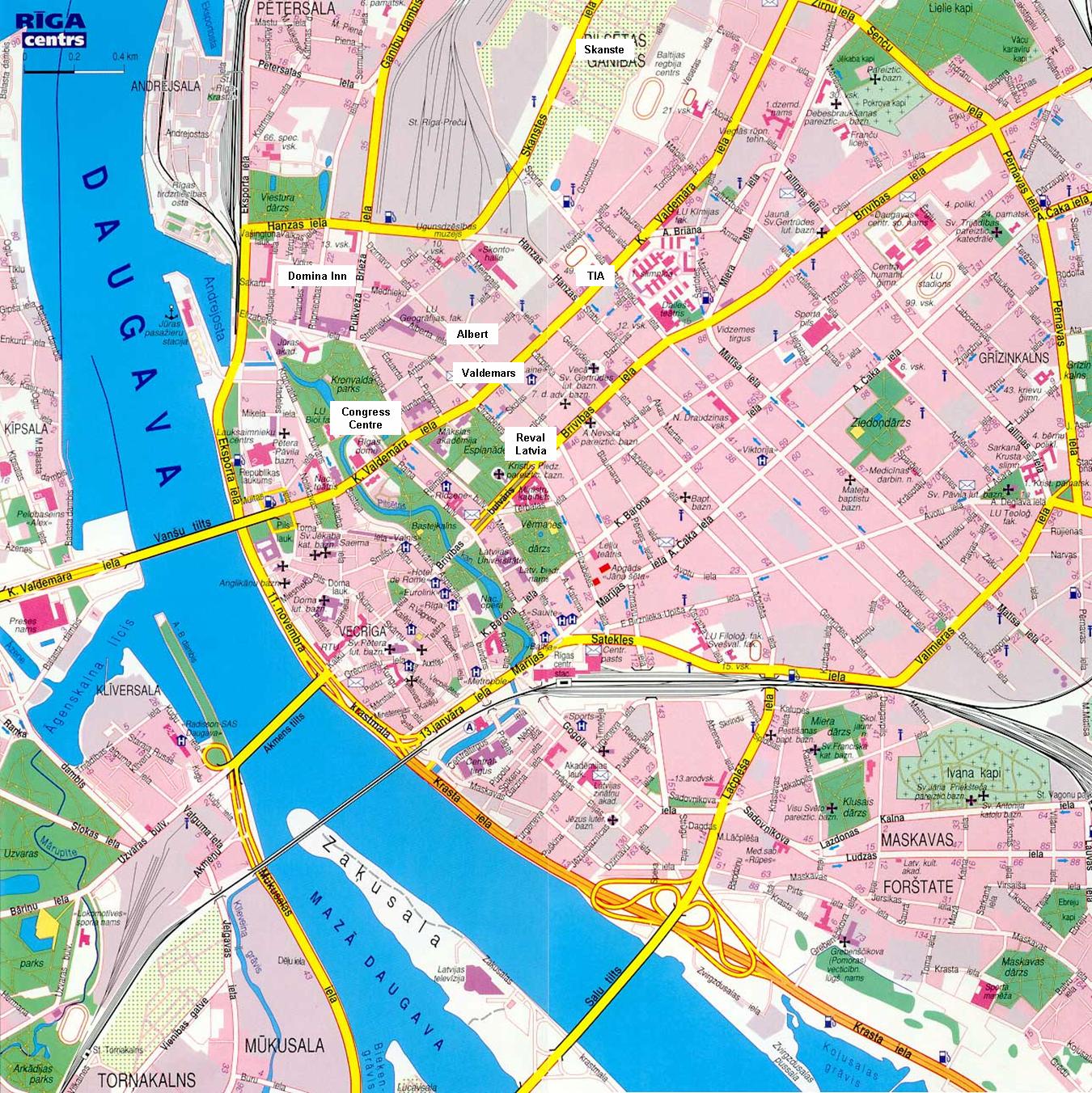 Riga downtown map