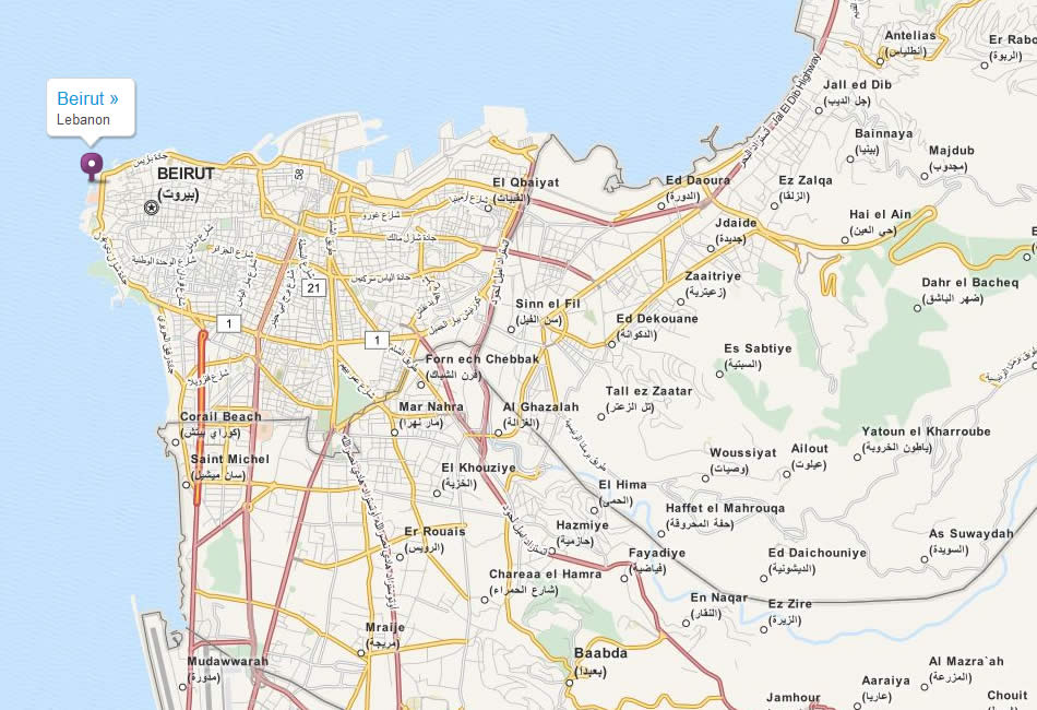 beirut tourist map