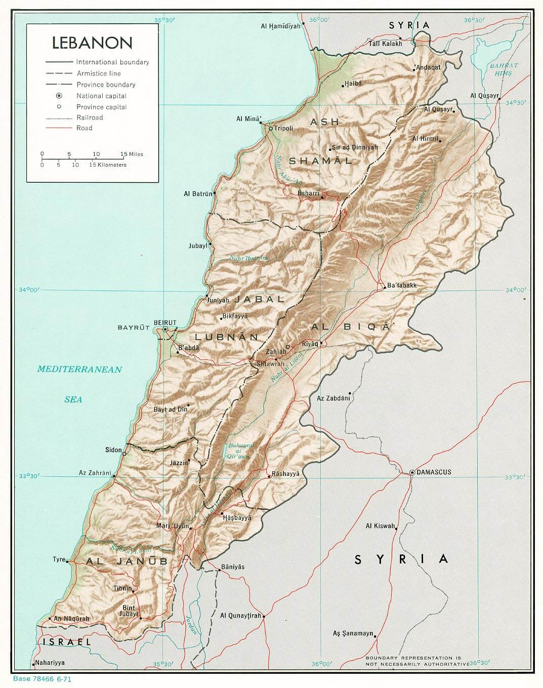 lebanon relief map