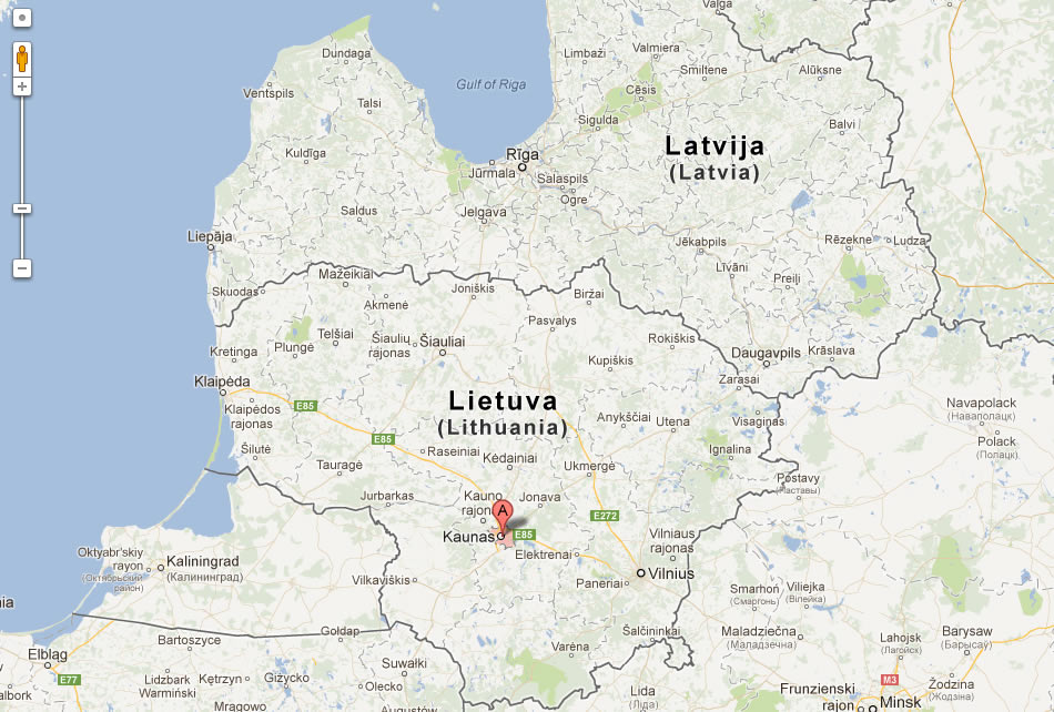 map of Kaunas lithuania