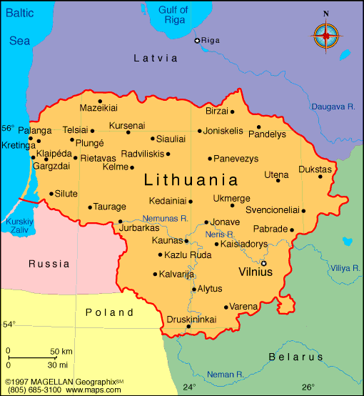 political map of lithuania