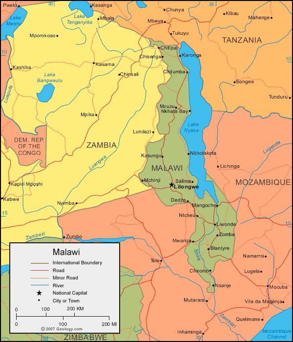 MAP OF MALAWI