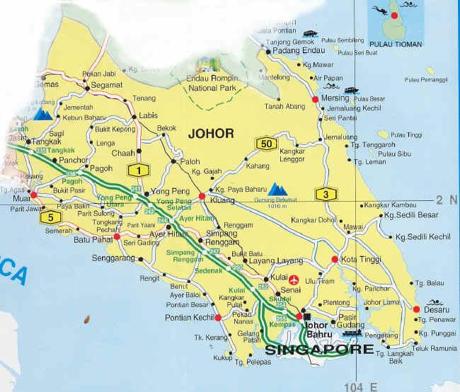 Johor Bahru Map and Johor Bahru Satellite Image