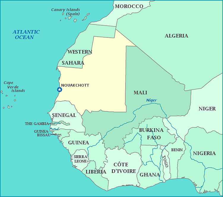 map of mauritania nouakchott