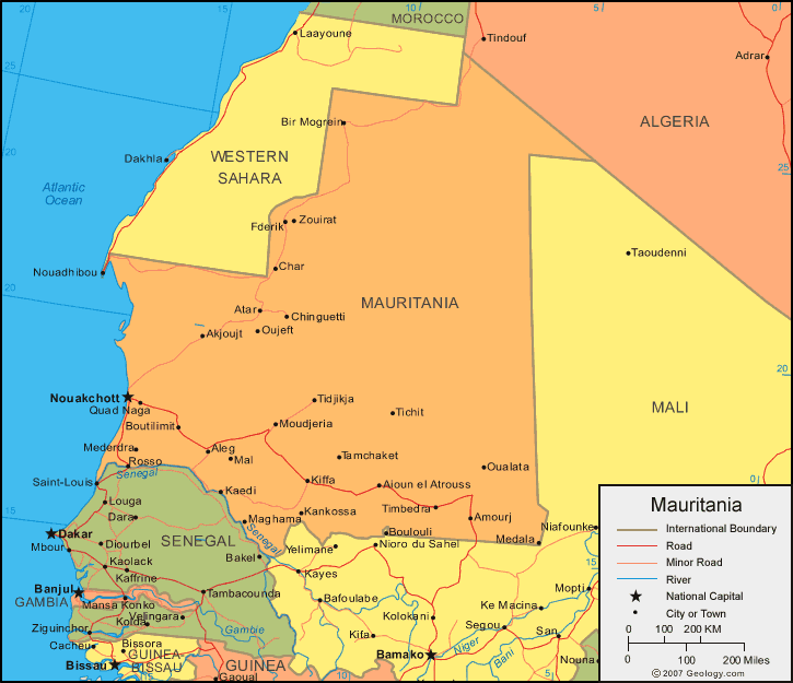 MAP OF MAURITANIA