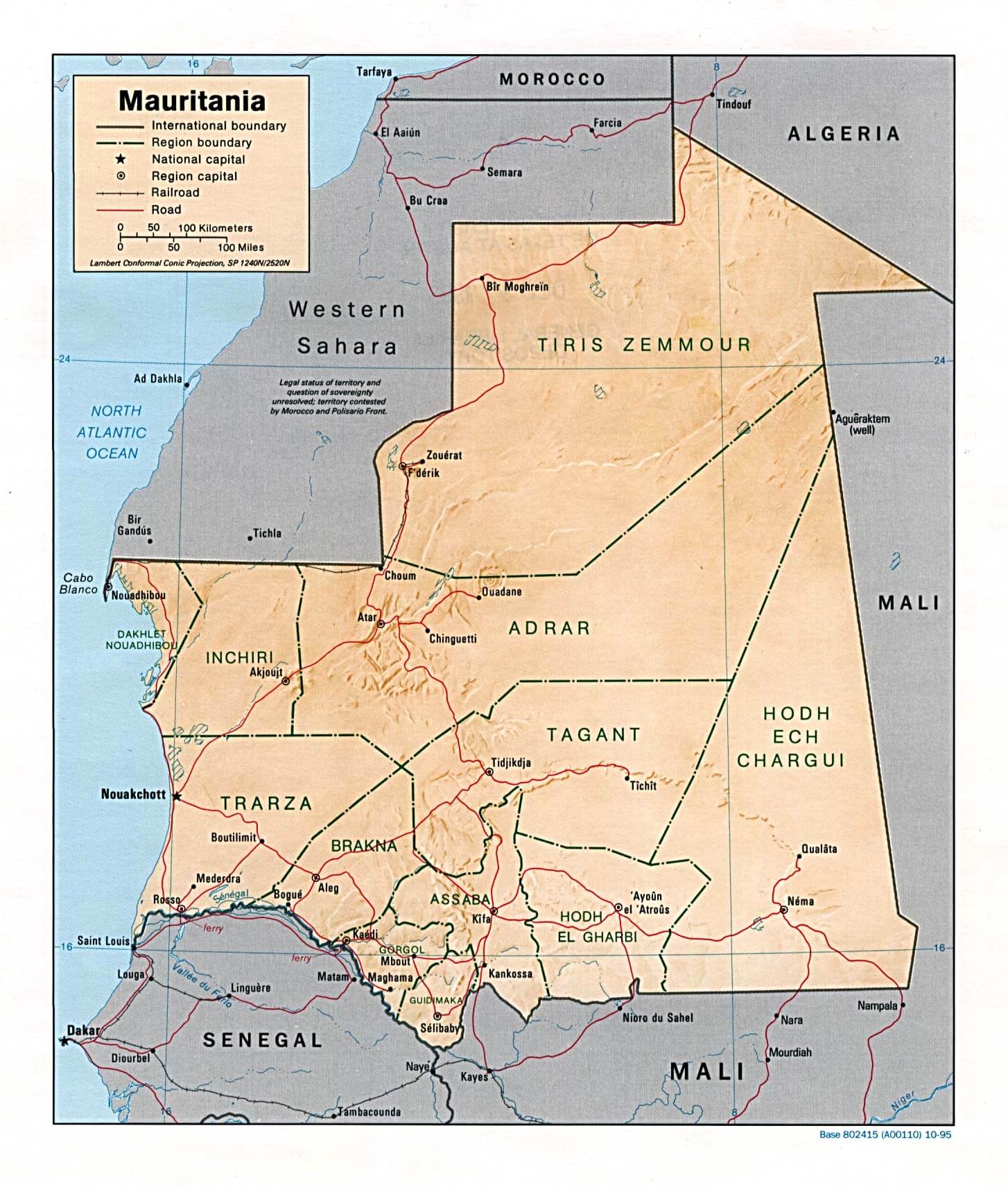 mauritania relief map