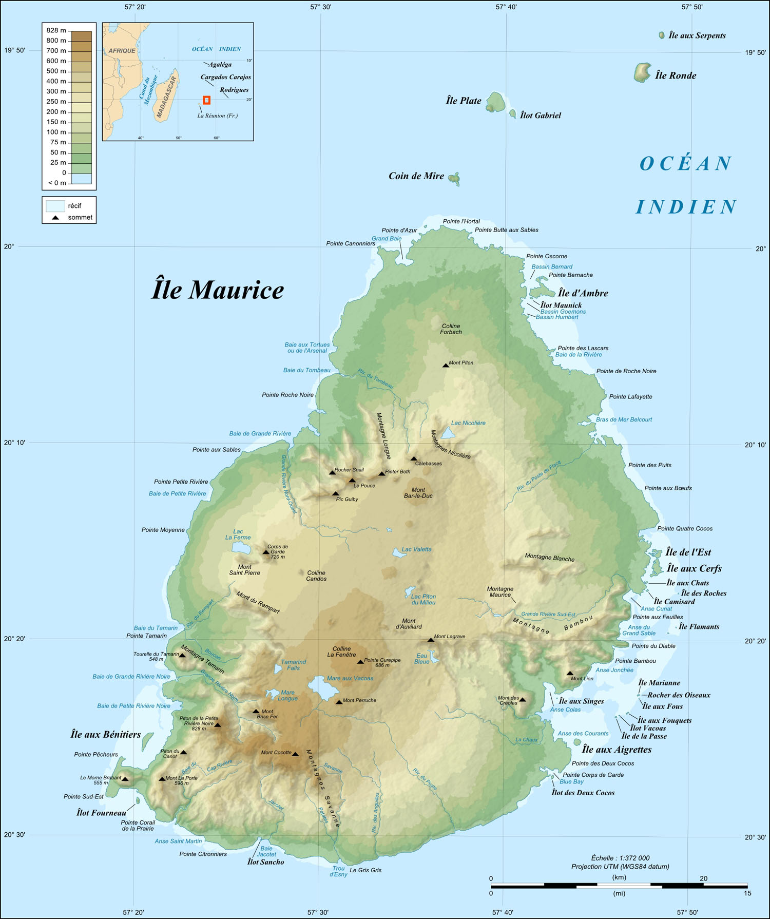 mauritius elevation map