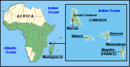 mayotte comoros africa map