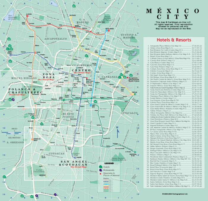 mexico city center map