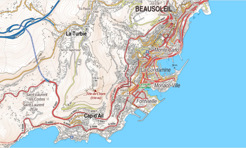 monaco elevation map