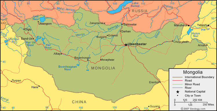 map of Mongolia