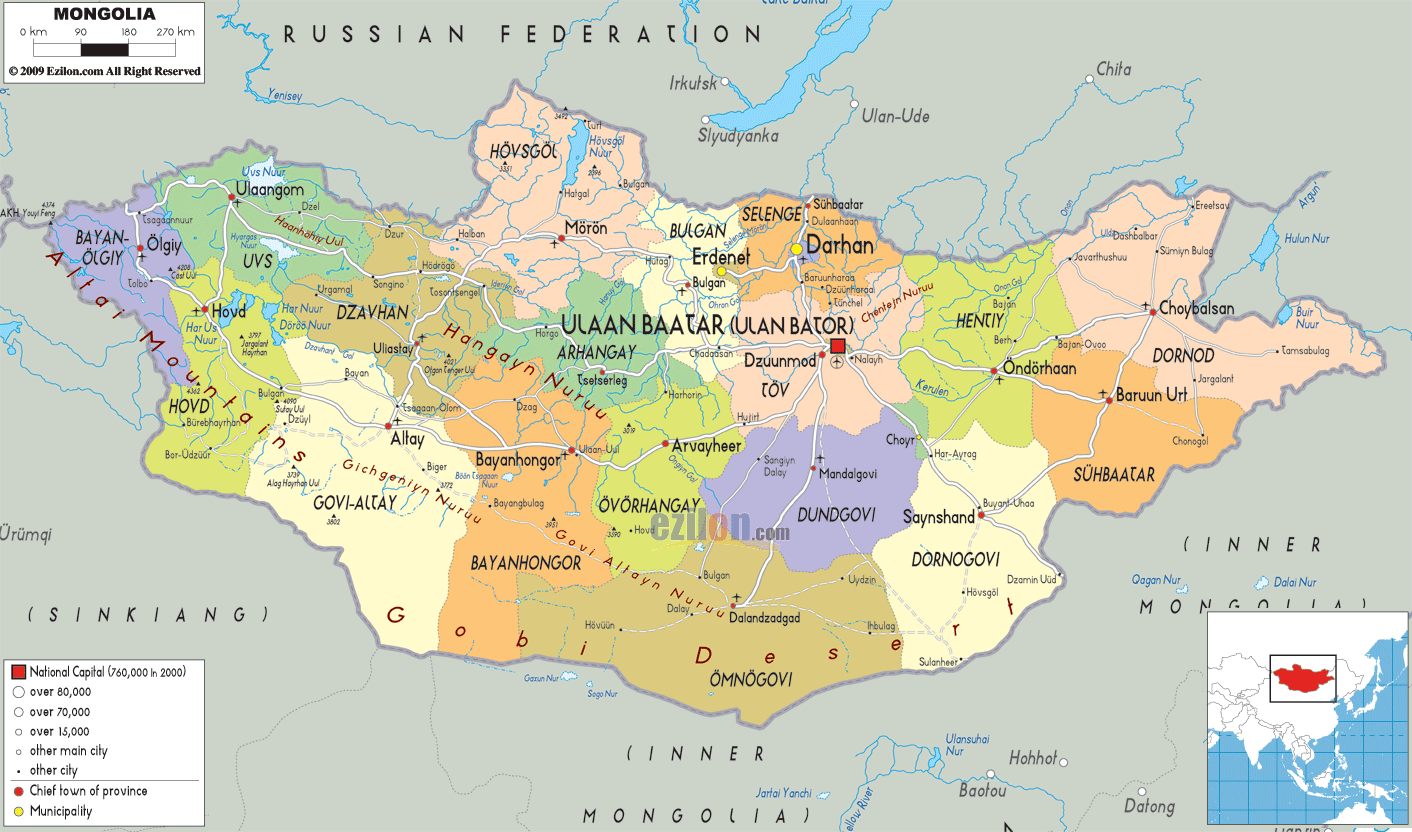 political map of mongolia