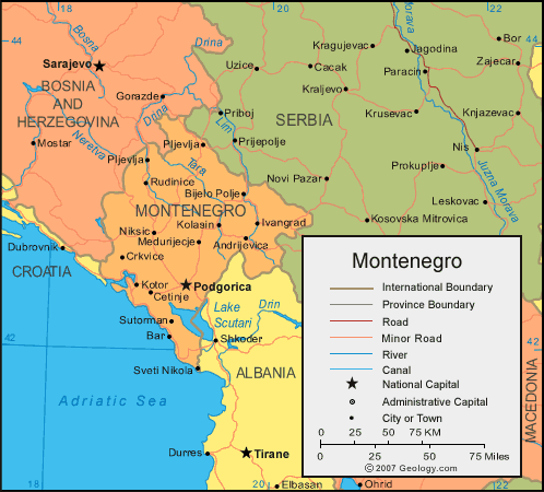 map of Montenegro