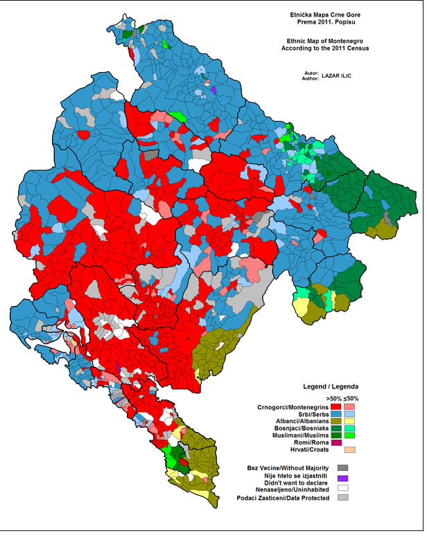 montenegro ethnics map 2011
