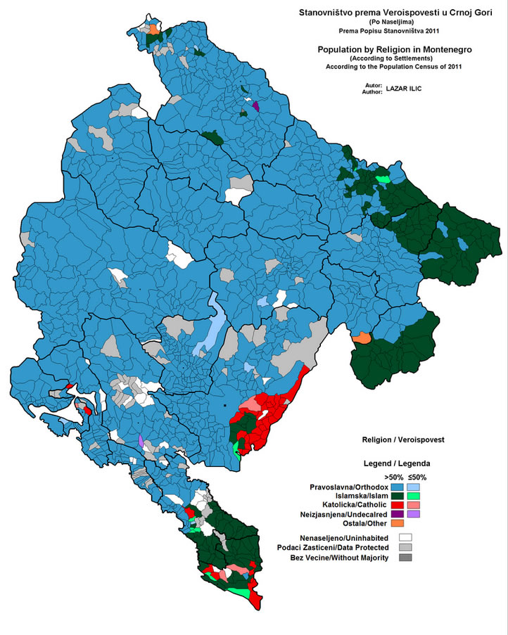 Montenegro Religion Map 2011