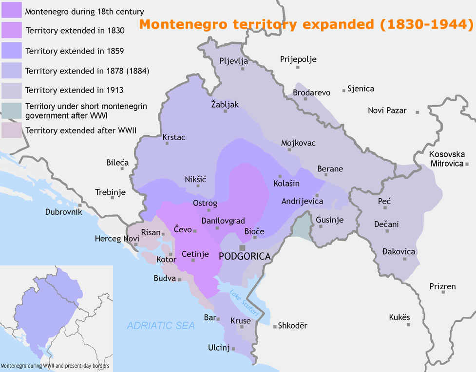 Montenegro Territory Expanded 1830 1944