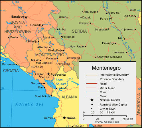 Political Map of Montenegro