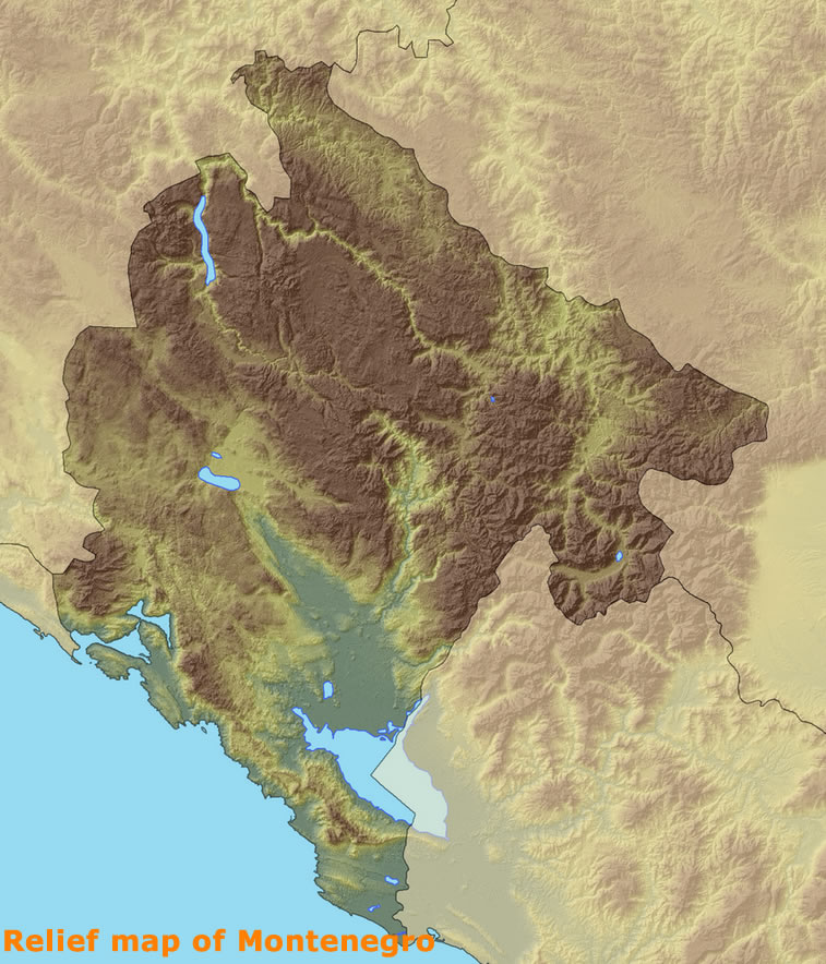 relief map of montenegro