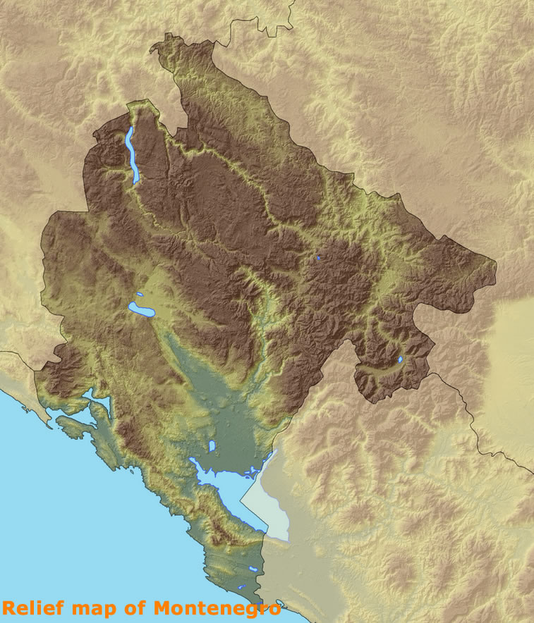 Relief Map of Montenegro