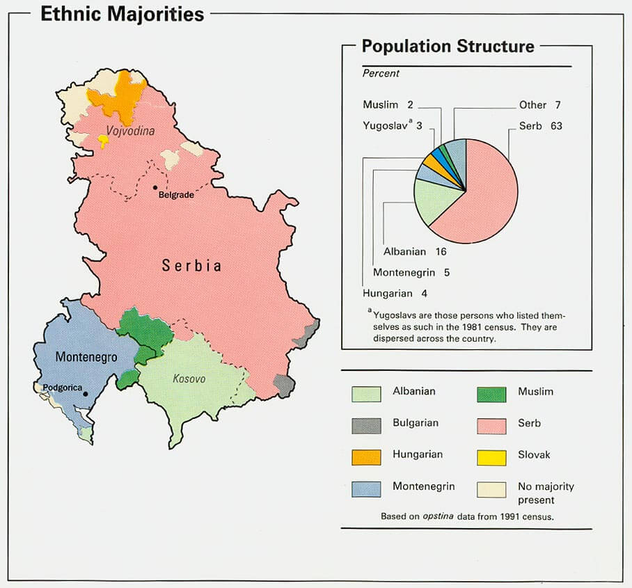 Serbia Montenegro ethnic Map 1993