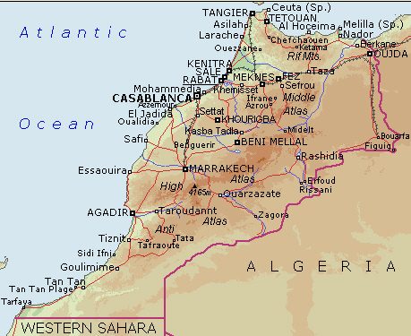 physical map of morocco