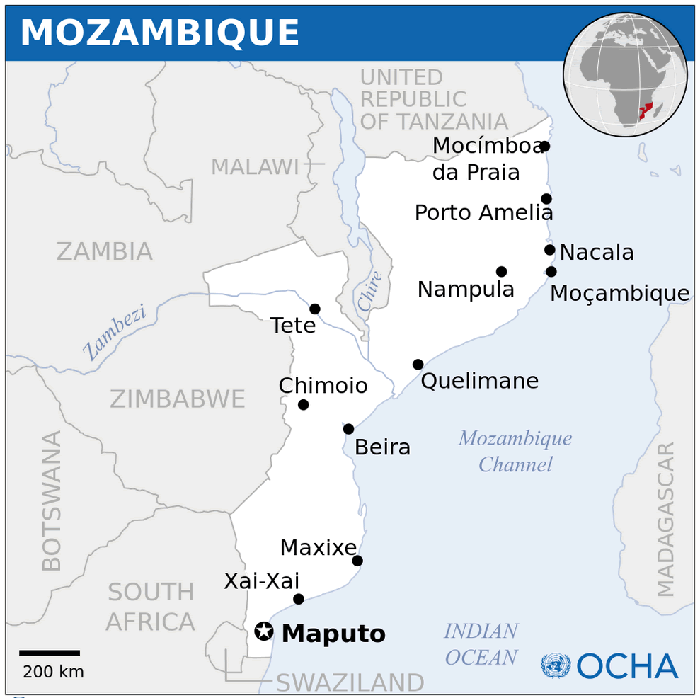 mozambique location map