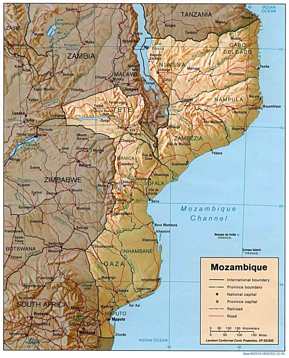mozambique relief map