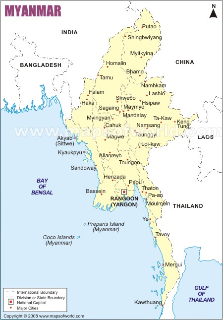 myanmar political map