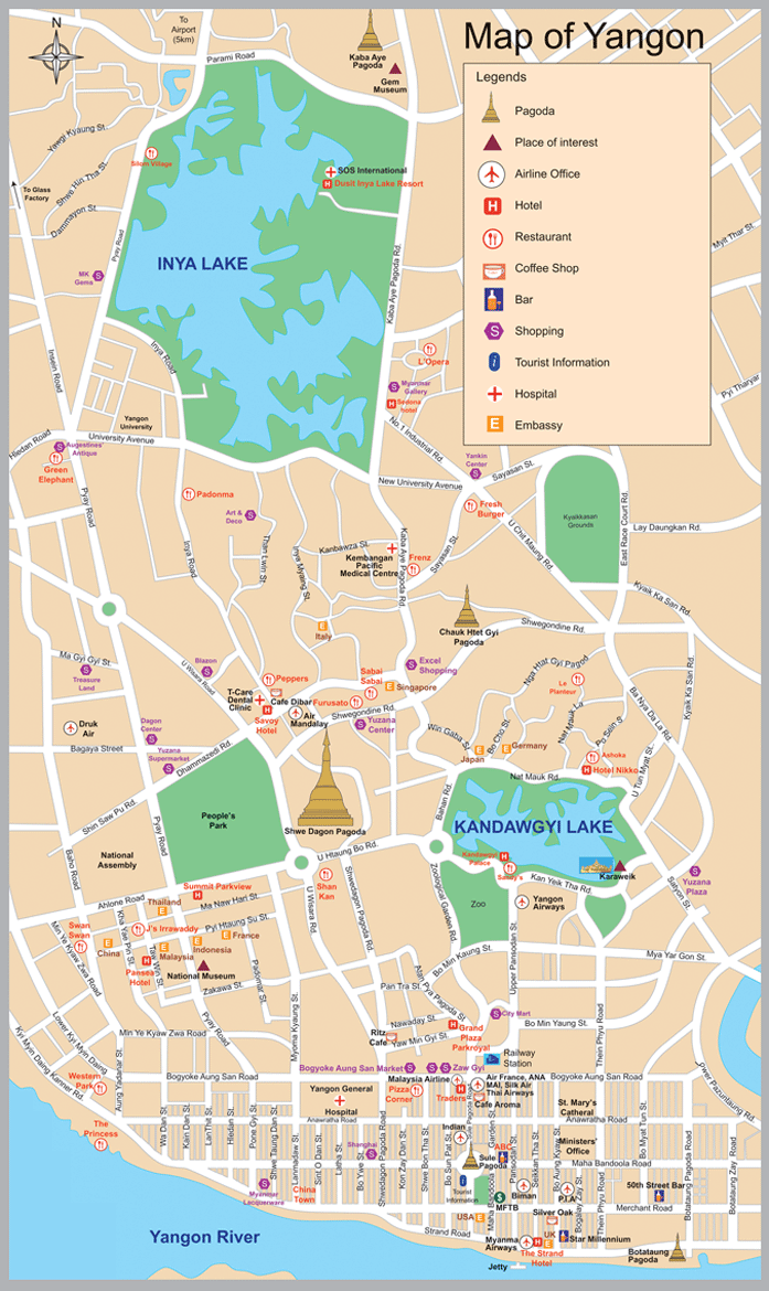 yangon map myanmar