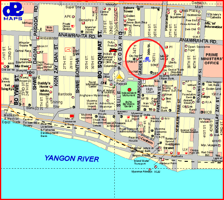 yangon city center map