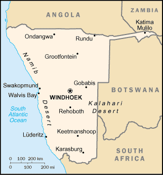 cities map of namibia