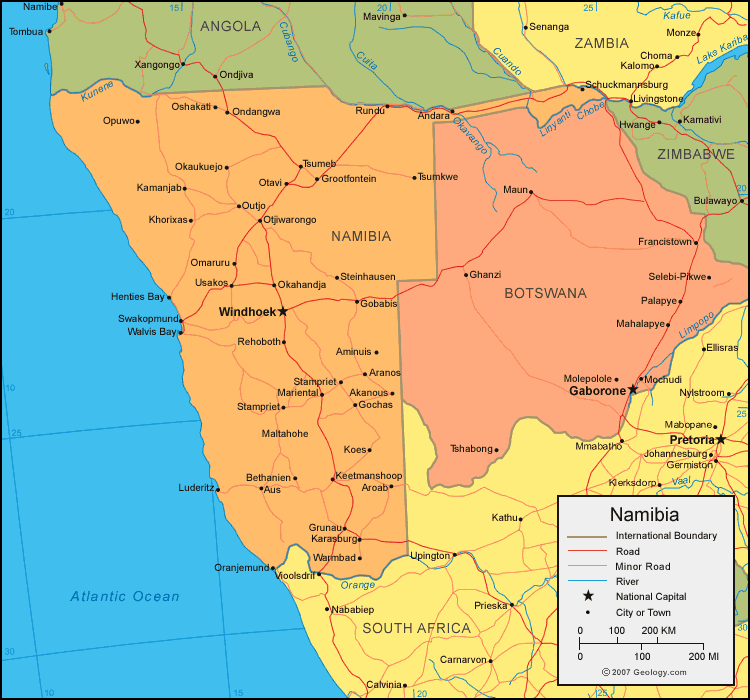 MAP OF NAMIBIA