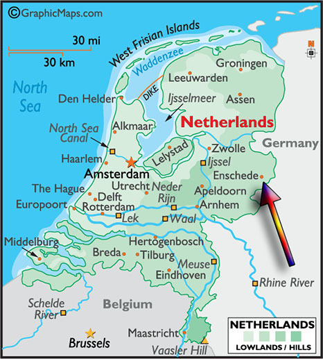 Netherlands Enschede map