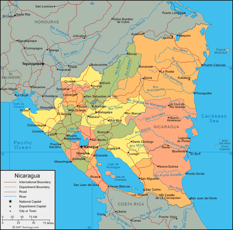 map of Nicaragua