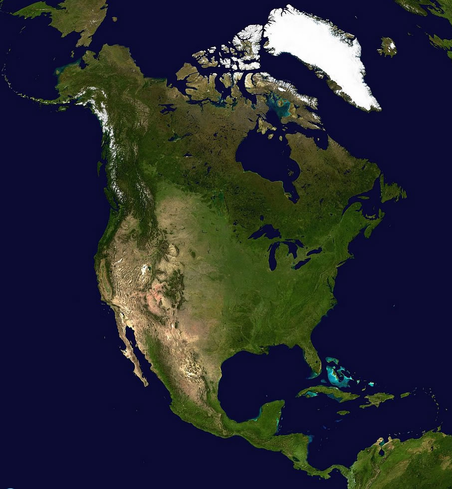 north america satellite image map