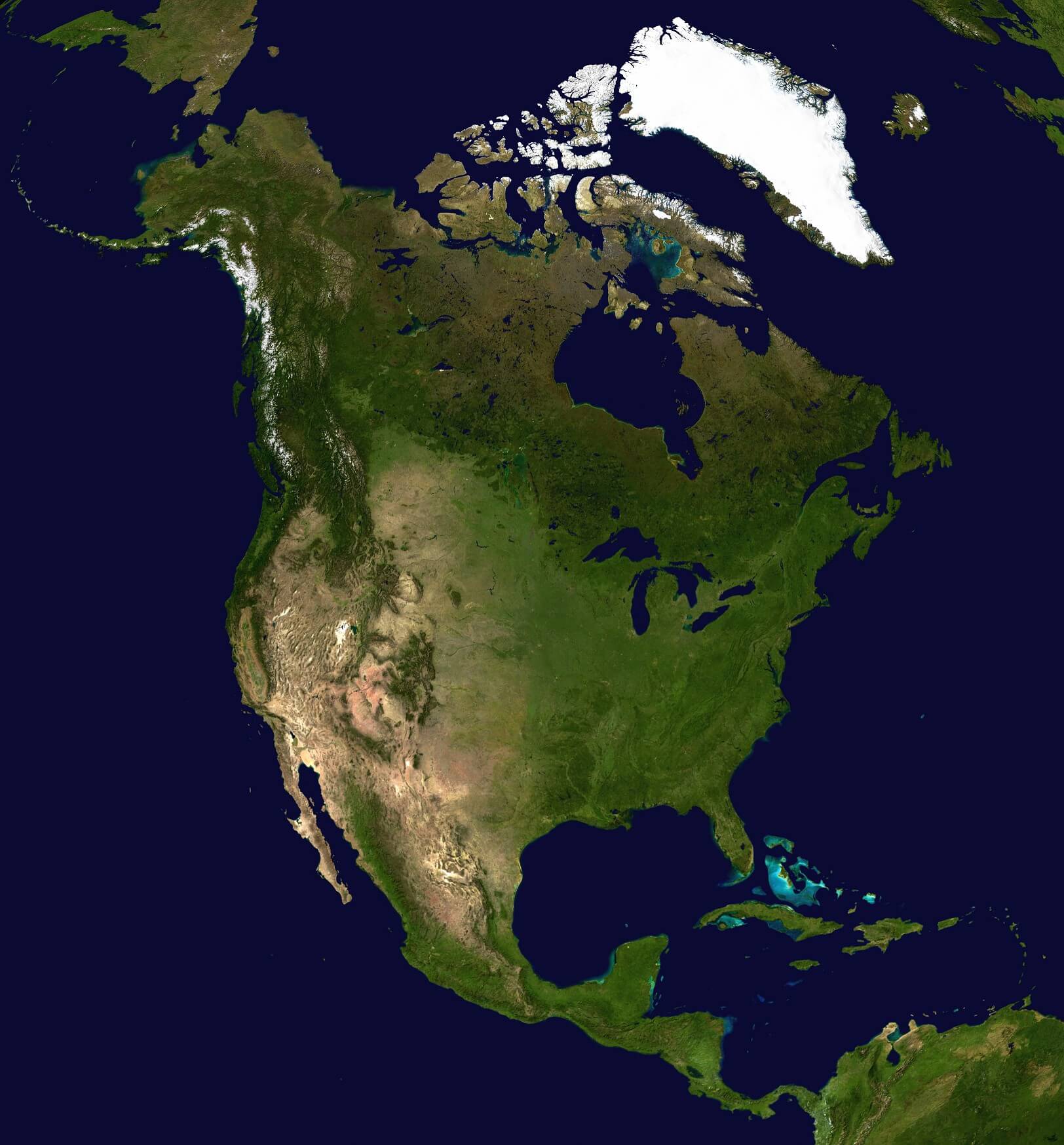 north america satellite map