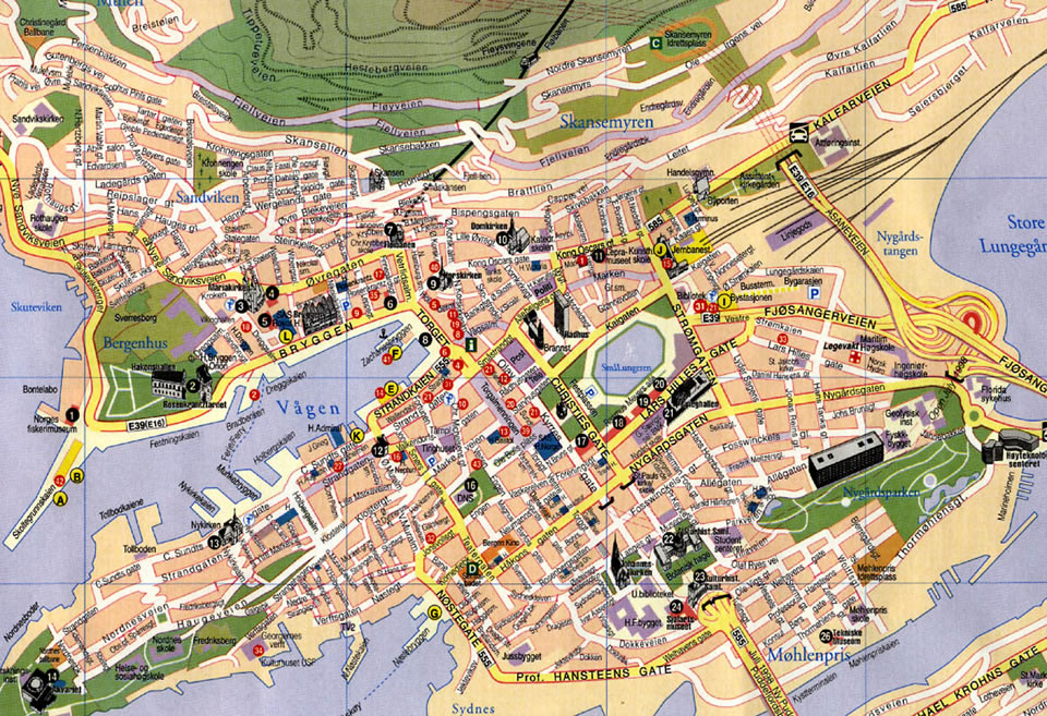 Bergen tourist map