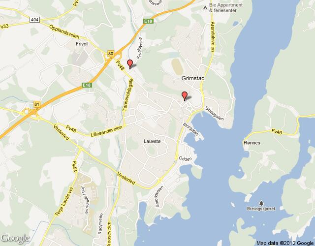 grimstad hotels map