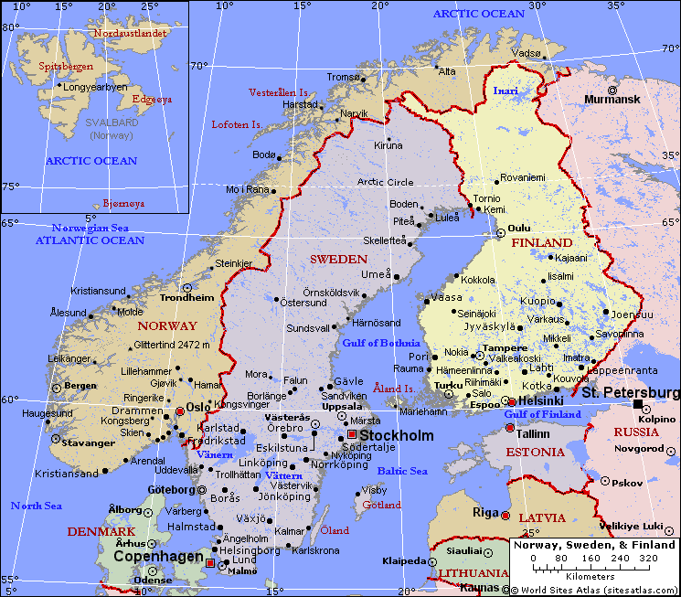 norway map scandinavia