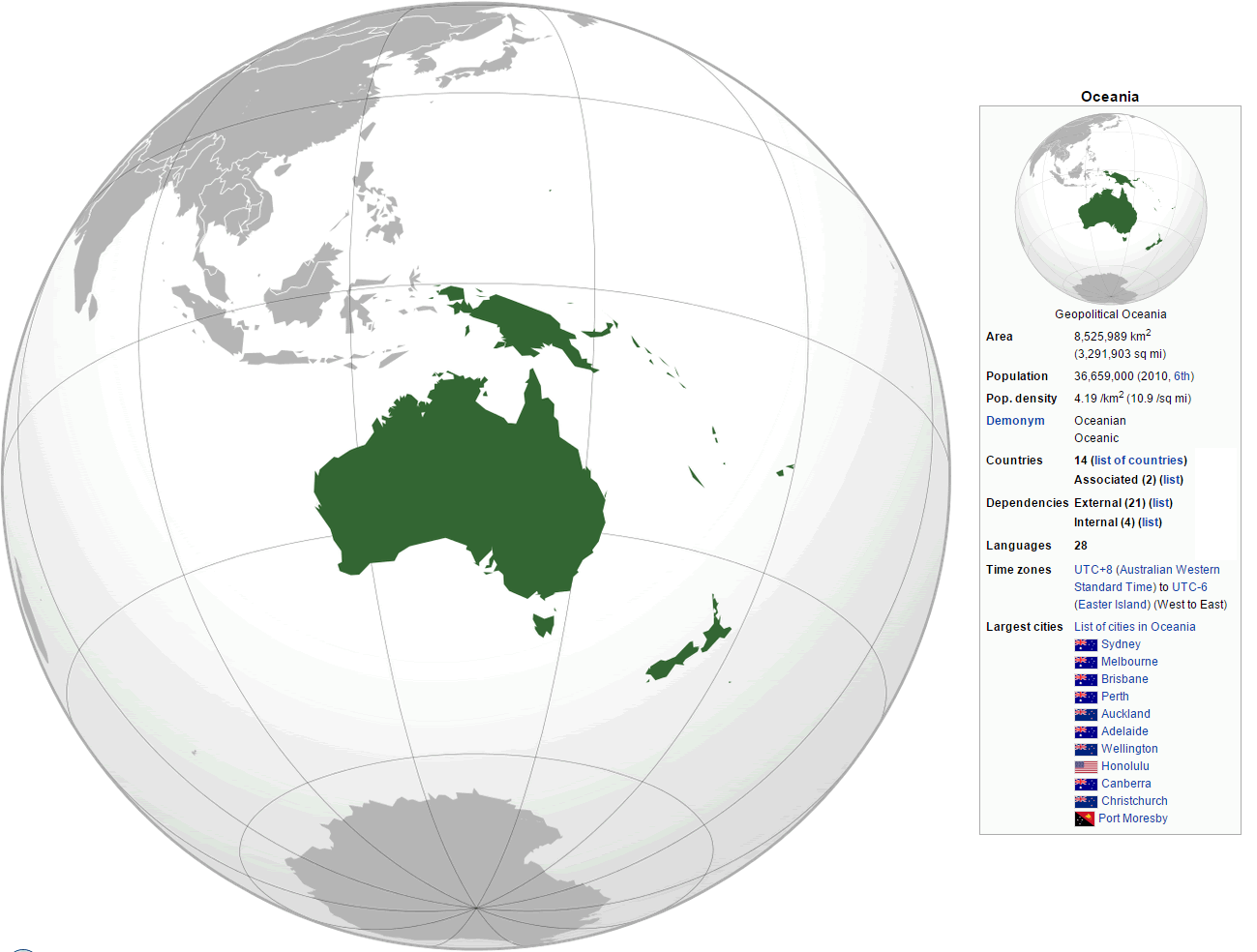 Where is Oceania in the World