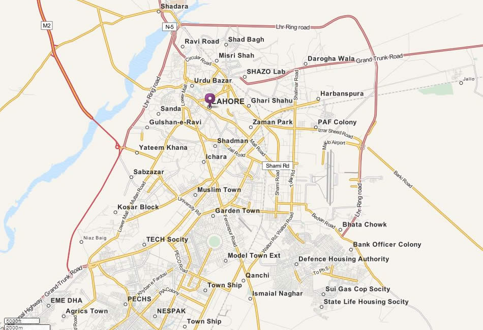 map lahore