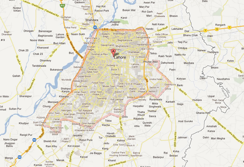 map of lahore