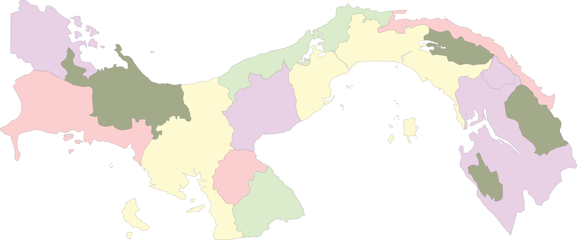 Colored Blank Map of Panama