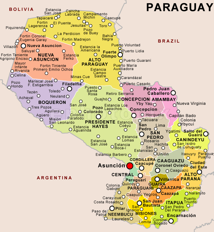 Физическая карта парагвая