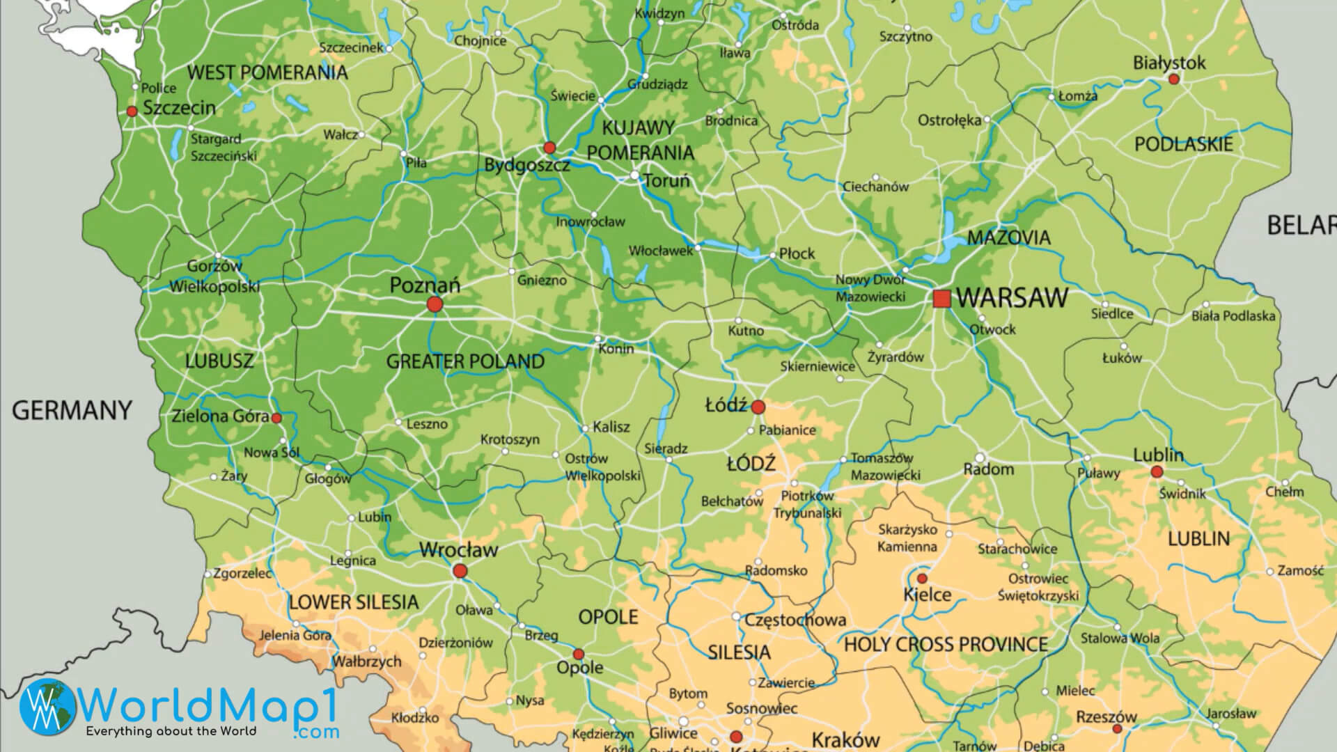 High Detailed Poland Map High Detailed Poland Map