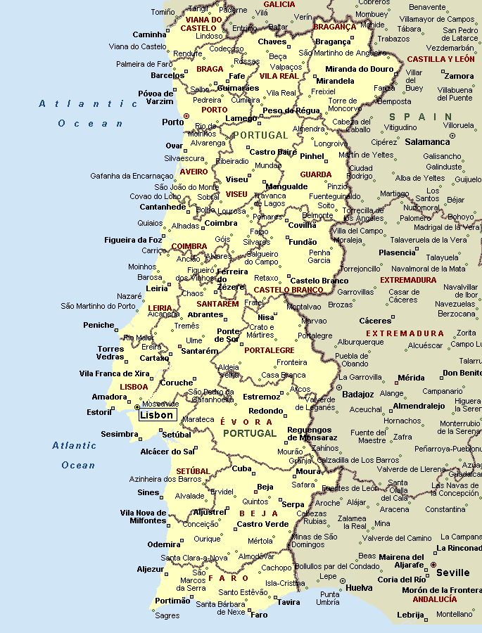 cities map of portugal