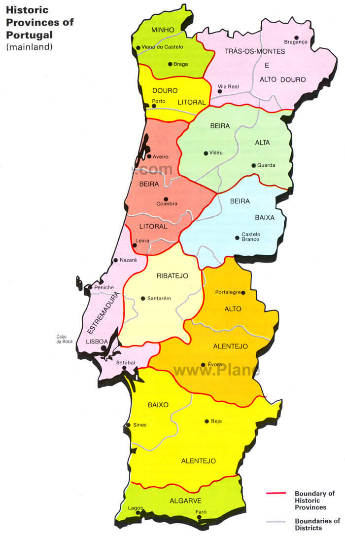 Portugal Map: Including Regions, Districts and Cities