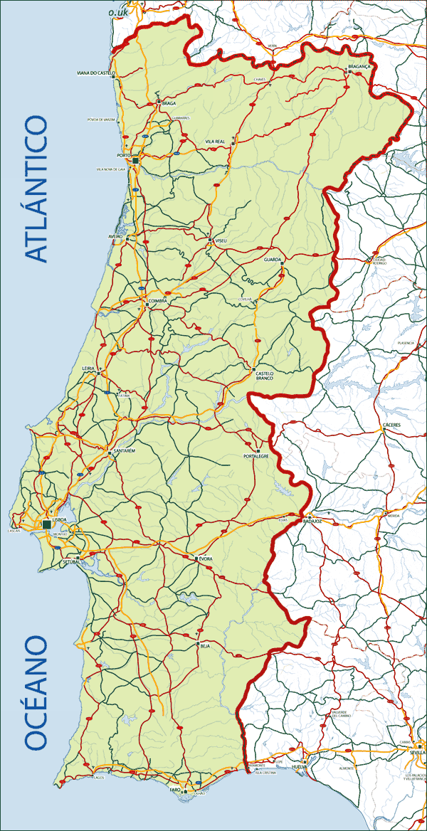 Road Map of Portugal