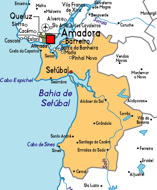 Mapa Setubal Portugal de parede